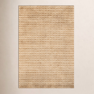 Ochre Hand-Knotted Geometric Wool Rug