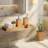 Lavish Home 5-Piece Bathroom Decor Set - Bamboo Vanity Accessories with Trash Bin, Soap Dish, Soap Dispenser, Toothbrush Holder, and Tray