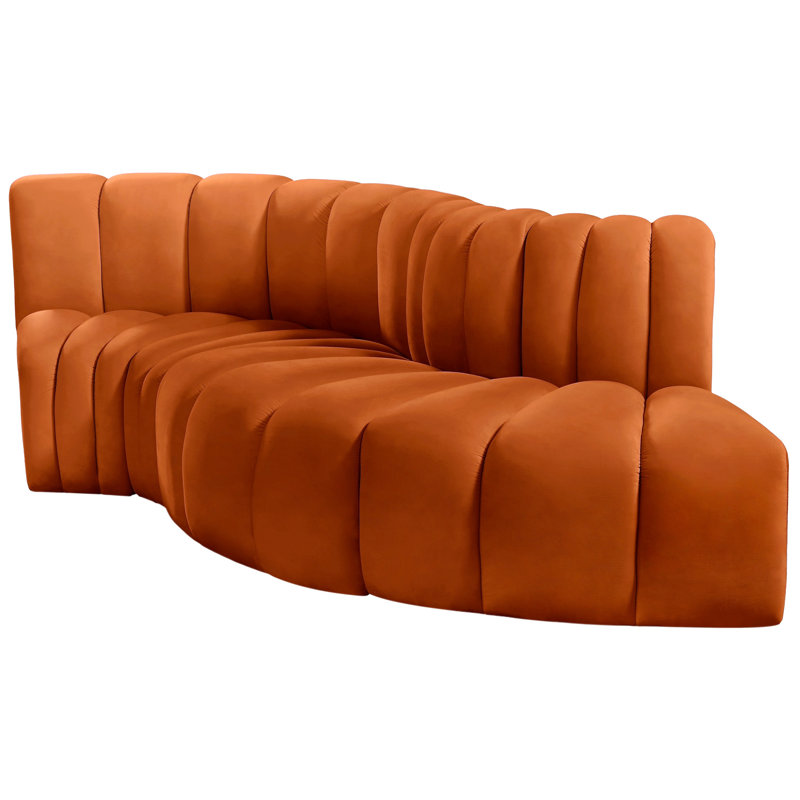 Houssam Upholstered Curved Sectional Reversible, Cognac Velvet