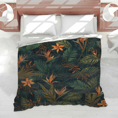 Édredon à motif de feuillage tropical