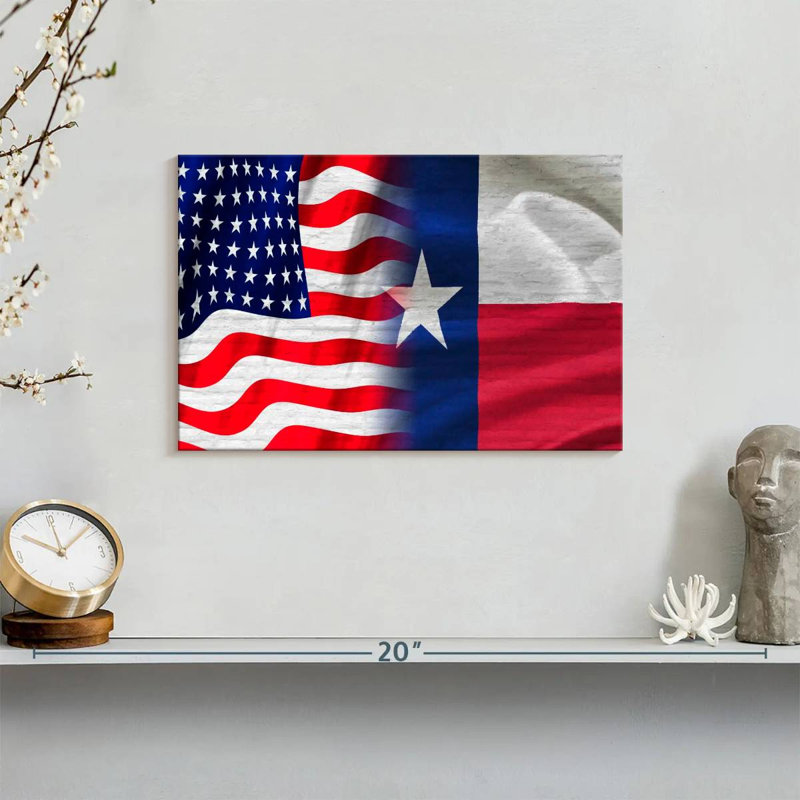 Borges US And Texas Flag, 8" H x 12" W