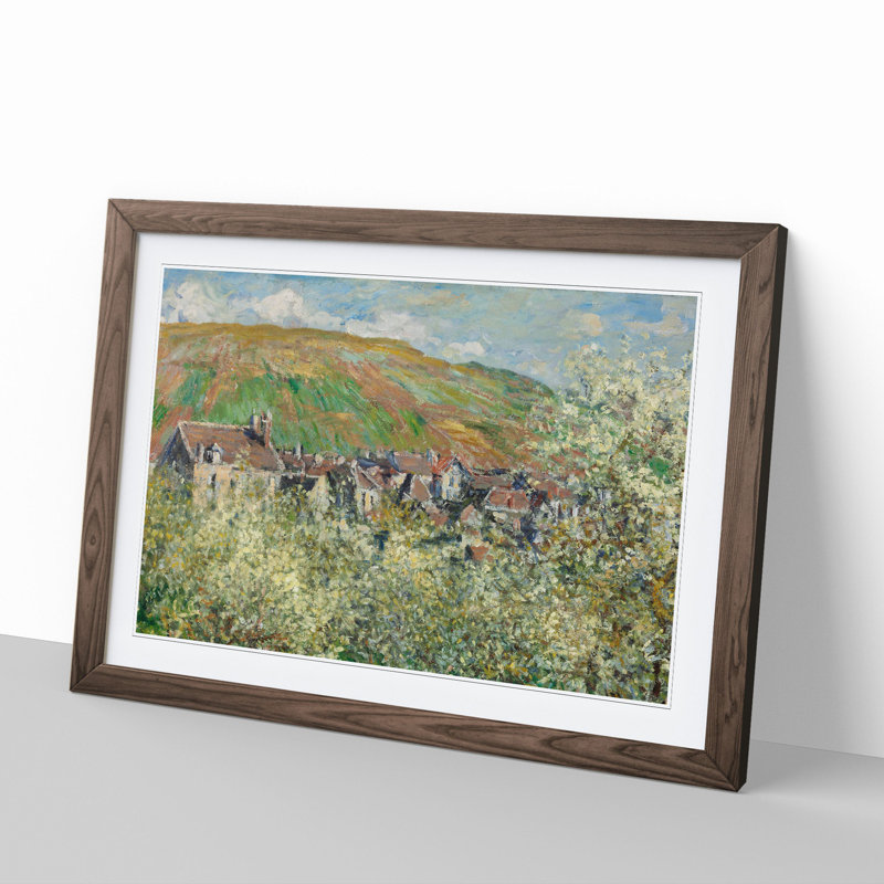 Flowering Plum Trees by Claude Monet - Framed Print, 48cm H x 65cm W x 2cm D, Walnut Framed
