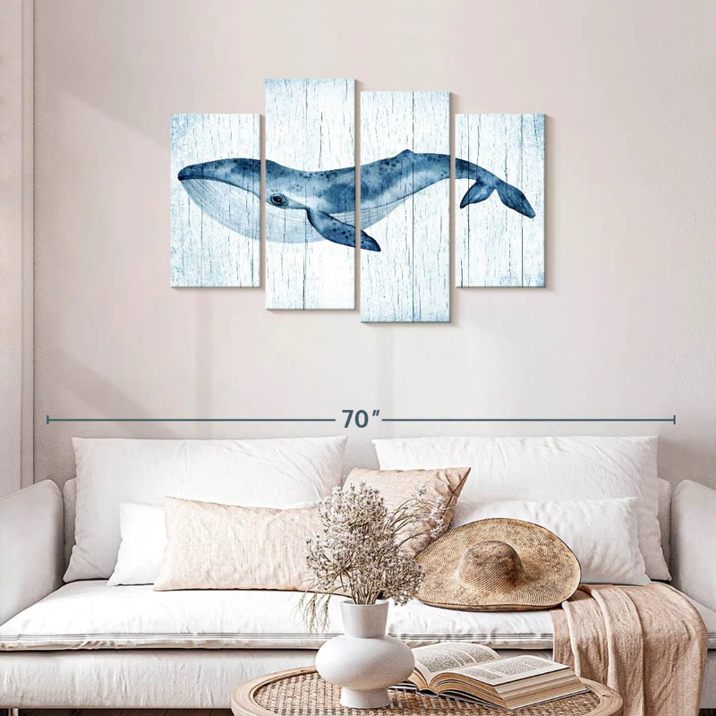 Wooden Blue Whale, 27" H x 43" W