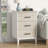 Lataja 3-Drawer Nightstand 28"H End Table White frame carved surface