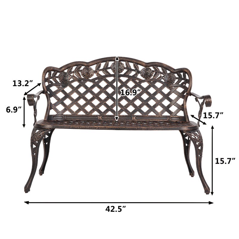 Banc de parc en aluminium coulé Arielah, Bronze