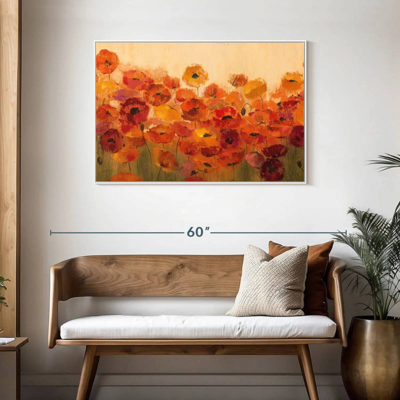 Coquelicots vibrants d'été, Cadre flottant blanc, 43 po x 29 po