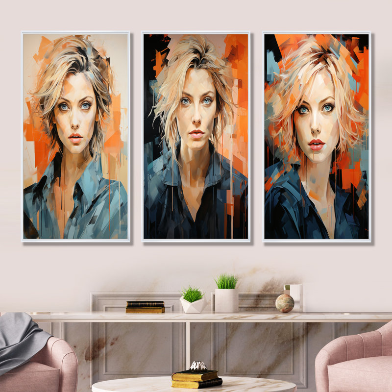 Pop Art Peach Pfeiffer Portrait, H 28 po x l 36 po, Cadre flottant blanc