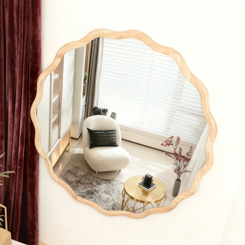 Miroir moderne 31 po x 31 po, 31 po x 31 po, Bois naturel