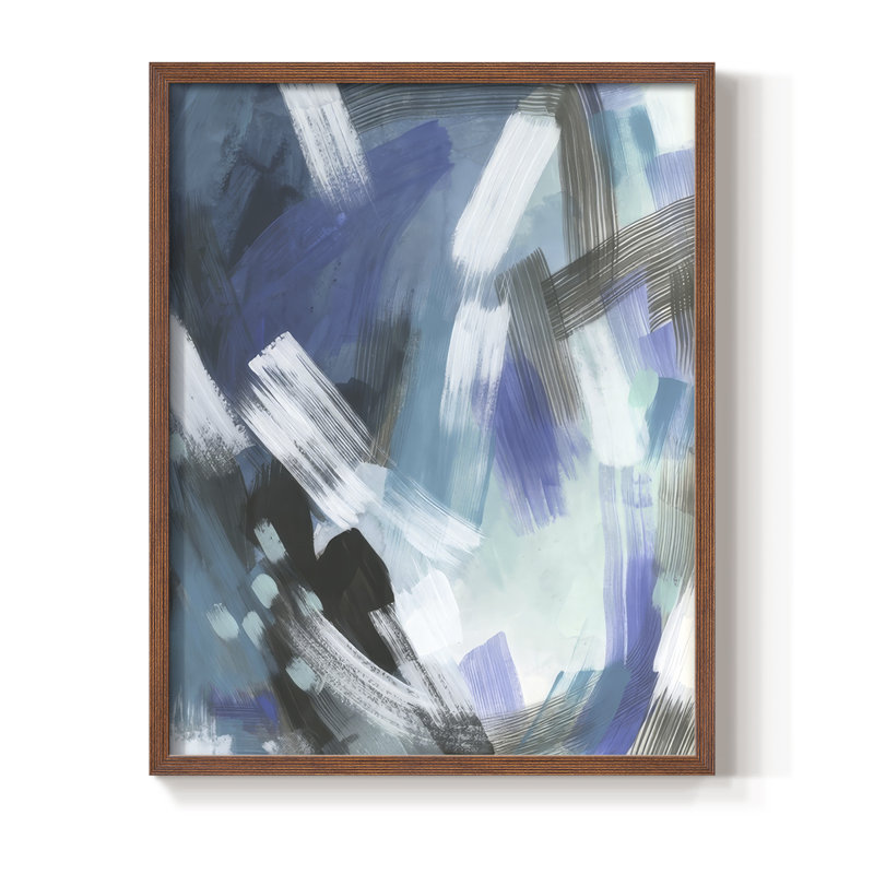 Aquatic Crosshatch II, reproduction encadrée - bois massif, H 11 po x l 9 po, Noyer