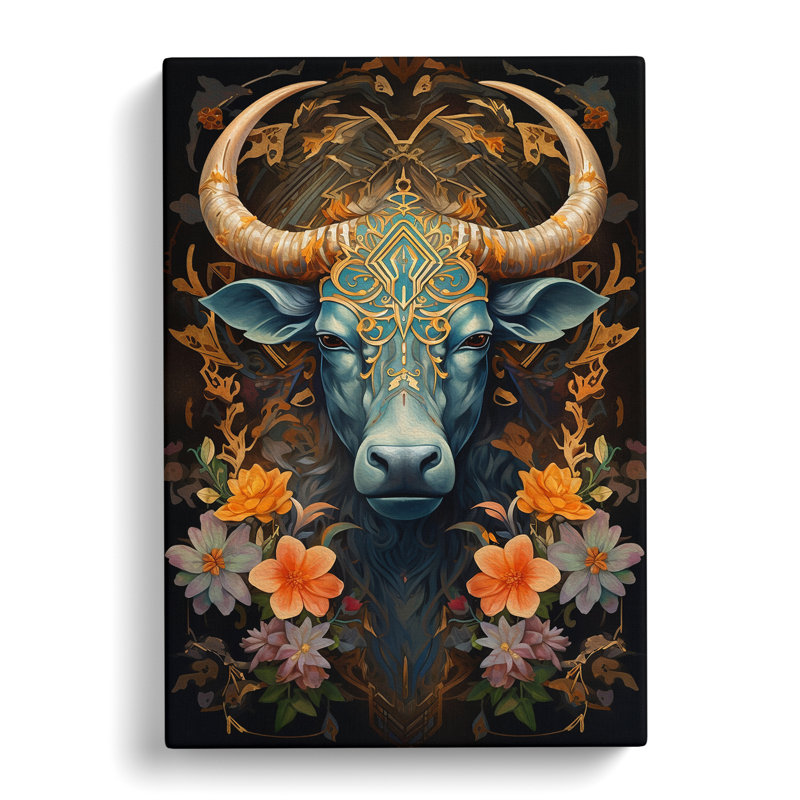 Taurus Zodiac Deco - Wrapped Canvas Print, 60cm H x 40cm W x 3cm D