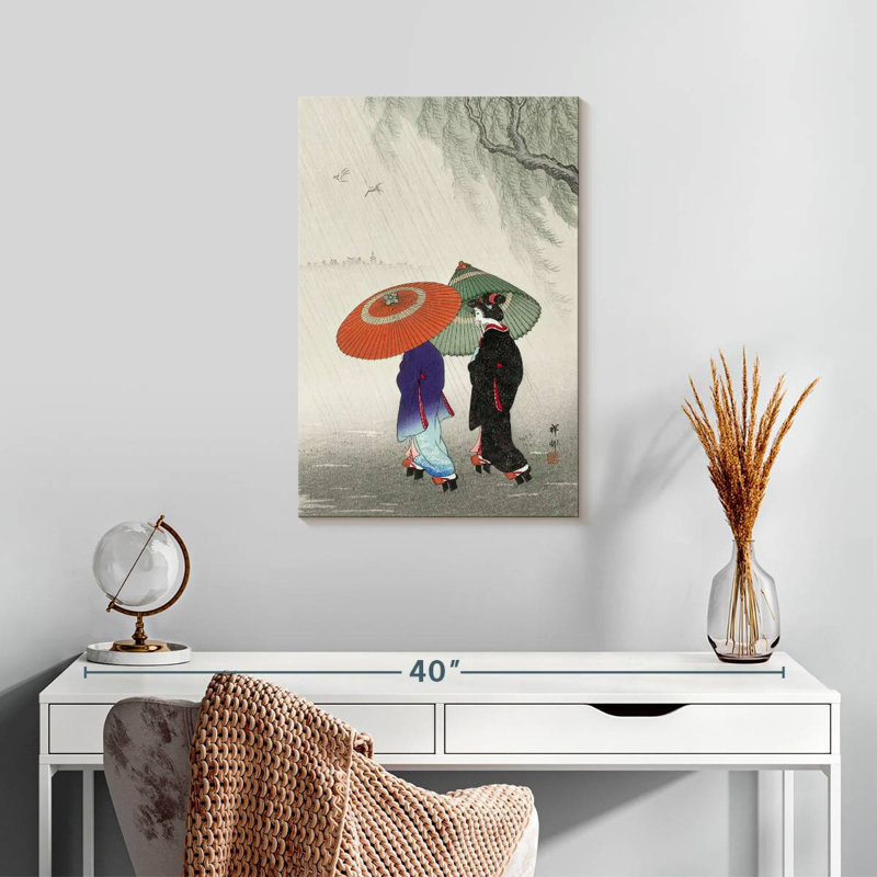 Leisha, deux femmes sous la pluie, H 24 po x l 16 po