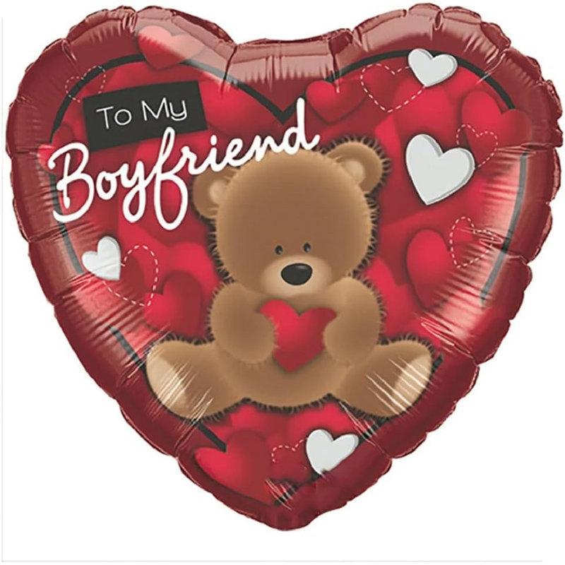 PMU «Saint Valentin en forme de cœur avec mon petit ami» 18 po Mylar-feuille ballon / paquet