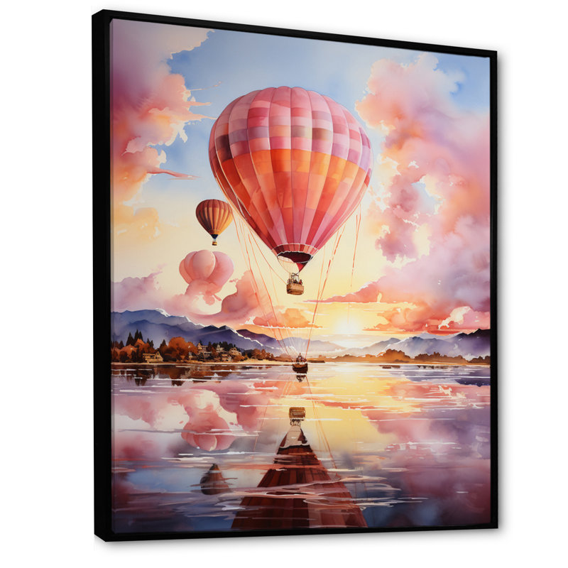 «Hot Ballon Clouds Dreamy Horizons», reproduction d'art sur toile nautique et plage, H 40 po x l 30 po x P 1,5 po