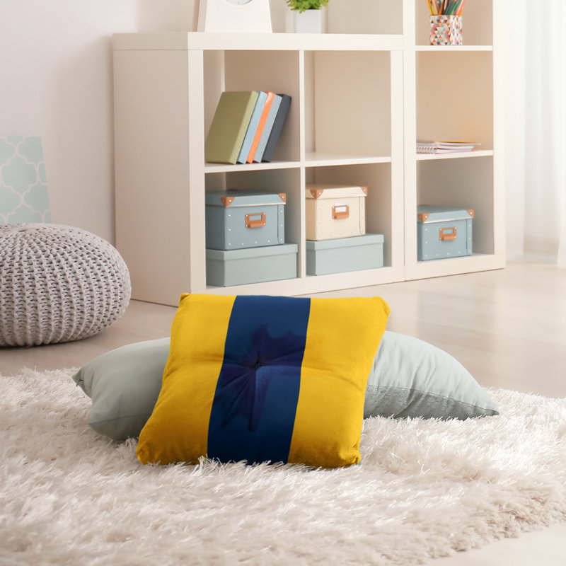  Coussin de sol touffeté, 30 po x 30 po, Doré / Marine