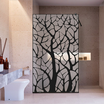 33-1/2 In W x 75 In H Loft Style Black Silk Screen Glass Shower Panel