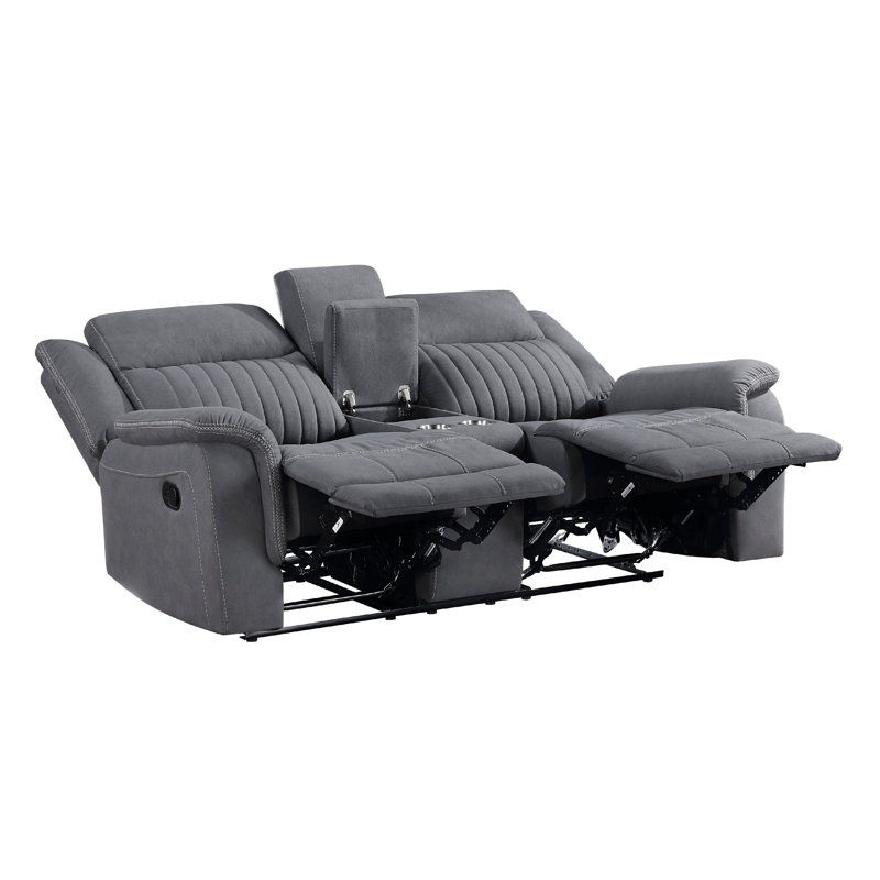 Causeuse inclinable manuelle Lenny, porte-gobelets, microfibre grise, 75 po