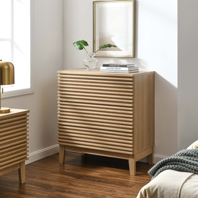 Oak Mid-Century Modern 3-Drawer Bachelor's Chest