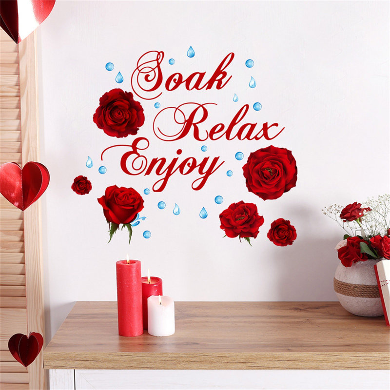 Autocollants muraux décoratifs Soak Relaxs Red Rose's Day Atmospheres
