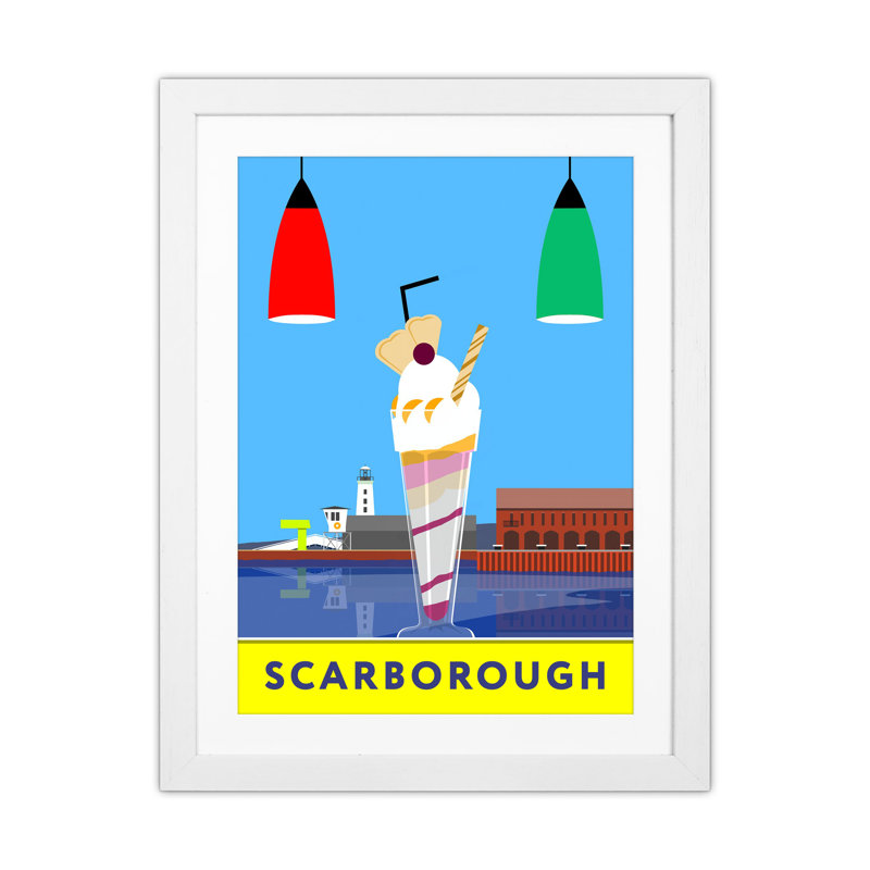 Icecream At Scarborough by Richard O'Neill - Print, 53.5cm H x 43.5cm W x 3cm D, White Framed