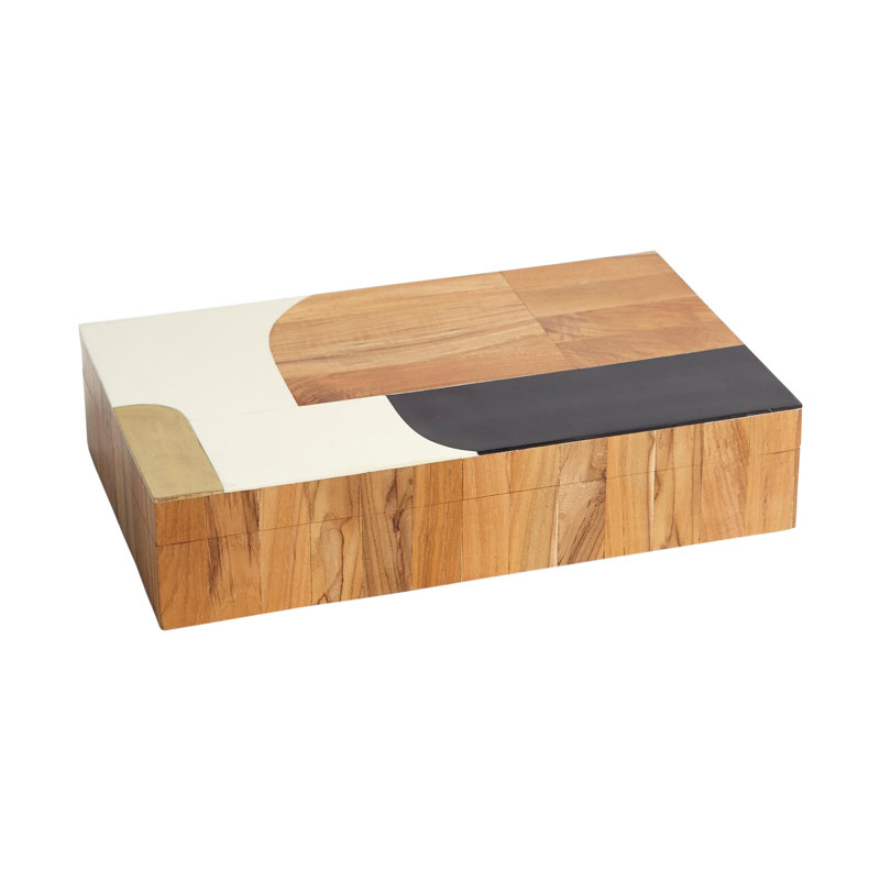 Boîte en bois Satia - noir / ivoire, H 3,25 po x l 9,25 po x P 15 po