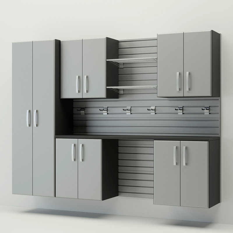 Flow Wall 7 Piece Cabinet Set, Silver