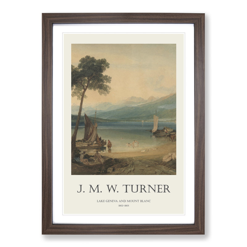 Lake Geneva by Joseph-Mallord William Turner - Picture Frame Art Prints, 65cm H x 48cm W x 2cm D, Walnut Framed Framed