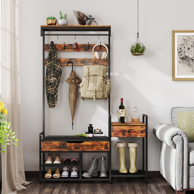 Hall Tree 120cm Wide with Bench and Shoe Storage