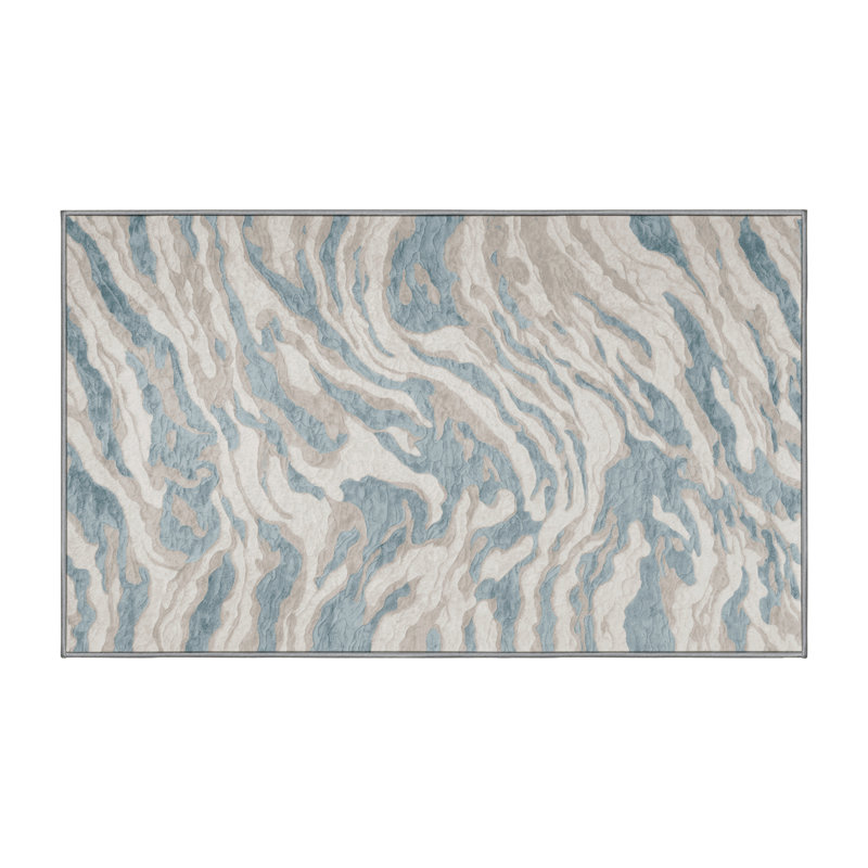 Machine Washable Gray Area Rug, Rectangle 4' x 6'