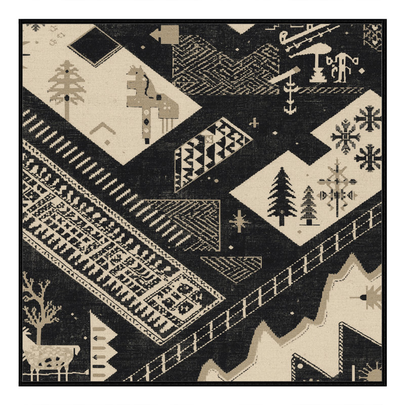 Soft Plush Eilerman Bohemian Geometric Area Rug in Gray – Black Binding, 8' Square