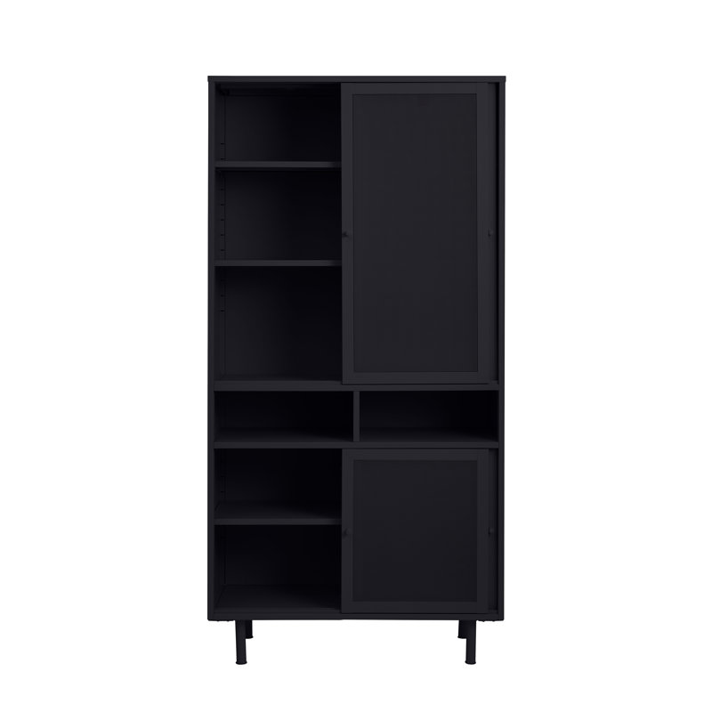 Galata 180cm H x 90cm W Metal Book Cabinet Bookcase, Black