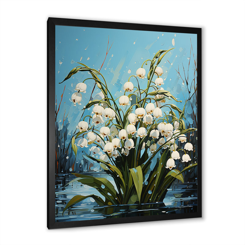 «Green Snowdrops», art mural sur toile, Cadre simple noir, H 20 po x l 12 po