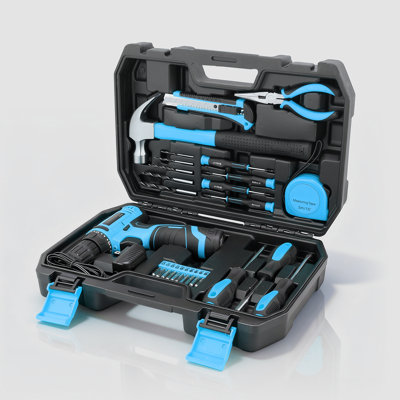 27Pcs 12V 1300Mah Cordless Drill Set, Household Tool Kit Rechargeable Cordless Power Tools With Bits
