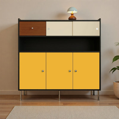 Multi-level storage cabinets and sideboards