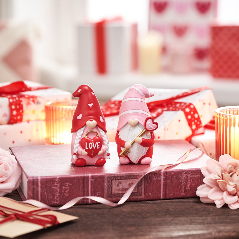 4,33 pouces 2 pièces de décorations de table en résine pour gnome de la Saint-Valentin