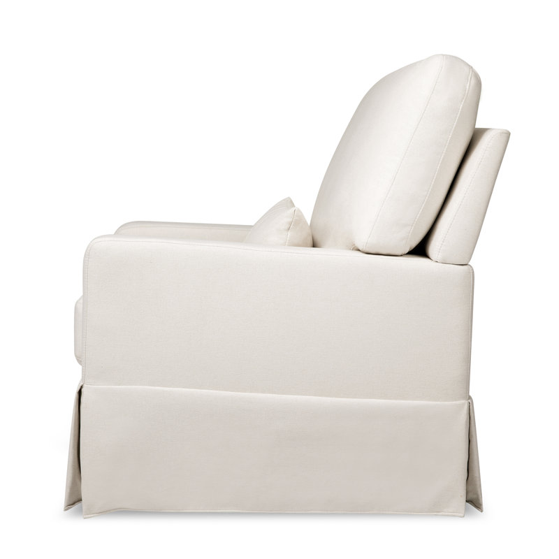 Cream Eco-Weave Swivel Glider Chair with Wood Base