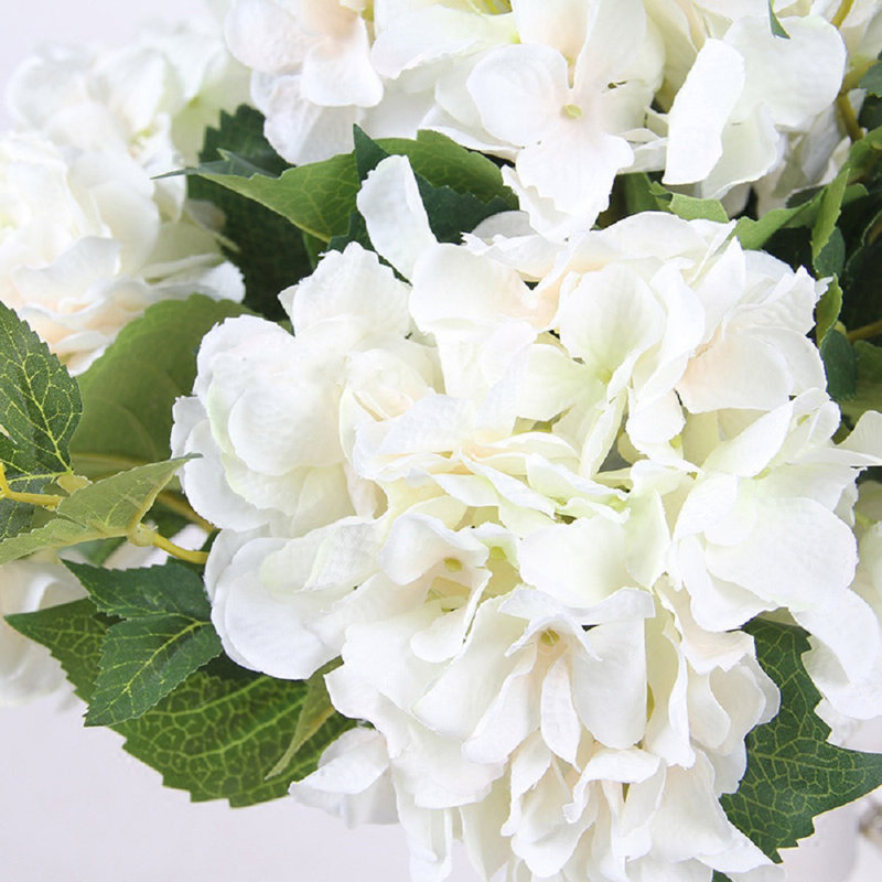 Silk Hydrangea Arrangement, 3 Stems, 18.1" H x 6.3" W x 6.3" D, White