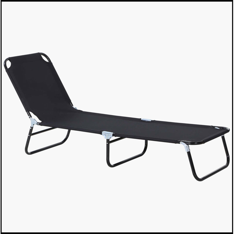 Folding Chaise Lounge Pool Chairs, Outdoor Sun Tanning Chairs, Reclining Back, Steel Frame & Breathable Mesh For Beach, Yard, Patio, Black