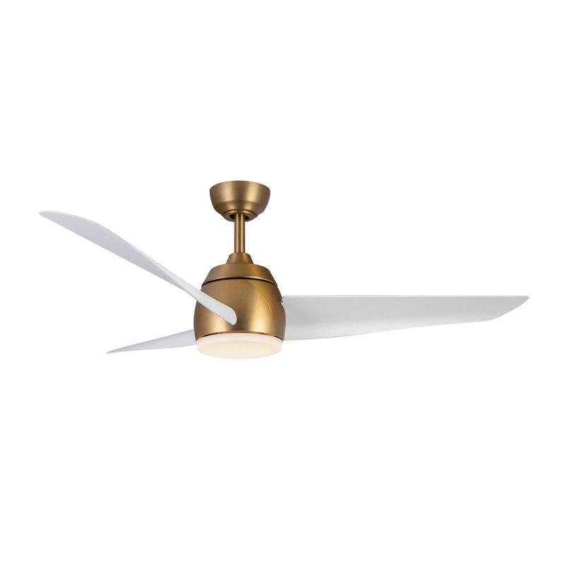 Thalia Smart LED Downrod Ceiling Fan, Brushed Gold, White
