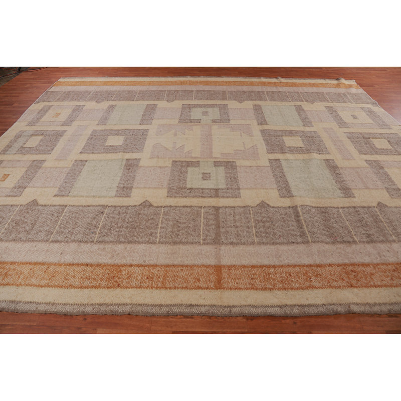 Tapis turc en jute terre moderne Kilim 10 x 13