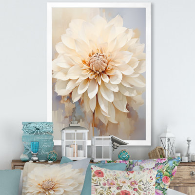 Fleur de dahlia beige minimaliste - reproduction sur toile