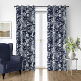 Alexandria Indigo Cotton Grommet Top Drapery Panel Set of 2