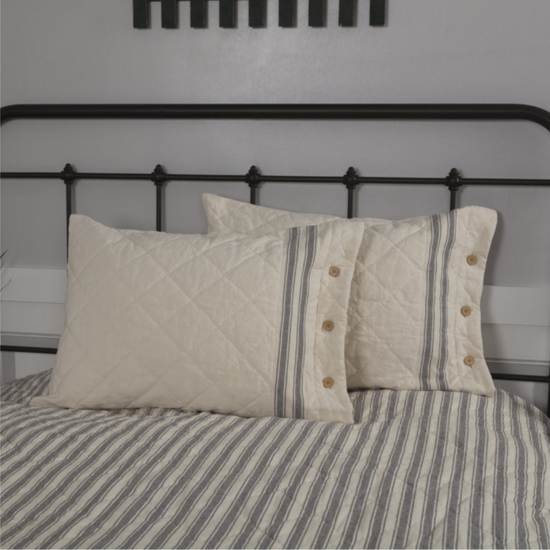 Market Place Gray Standard Sham 27Lx21W, Gray Striped