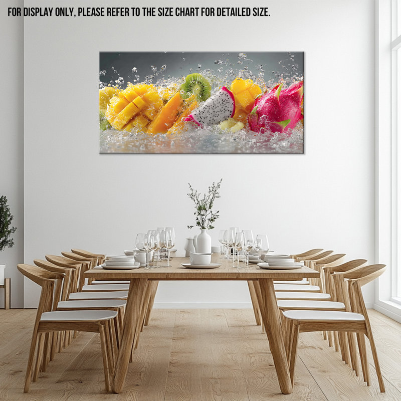 Grand fruit Duran - impressions sur toile vibrantes, photos de décoration murale pour la salle à manger, œuvre de fruits à éclaboussures dynamiques pour le mur de la cuisine, impression sur toile tendue avec cadre en pin, 30 po x 60 po
