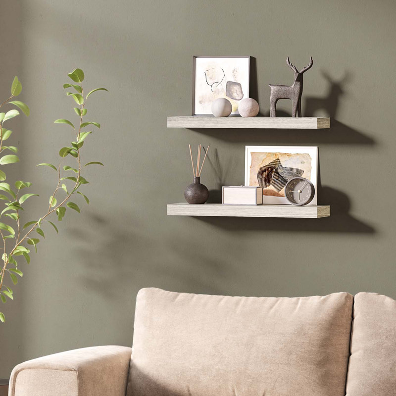 Sydney Floating Shelves, 24 inches Wood Wall Mount Shelves, Gray