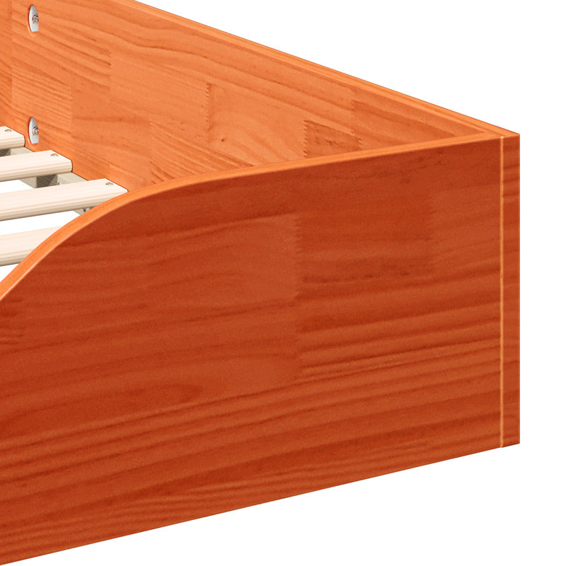 Floor Bed Frame Solid Pine Wood, 78.5cm x 193.5cm, Wax Brown