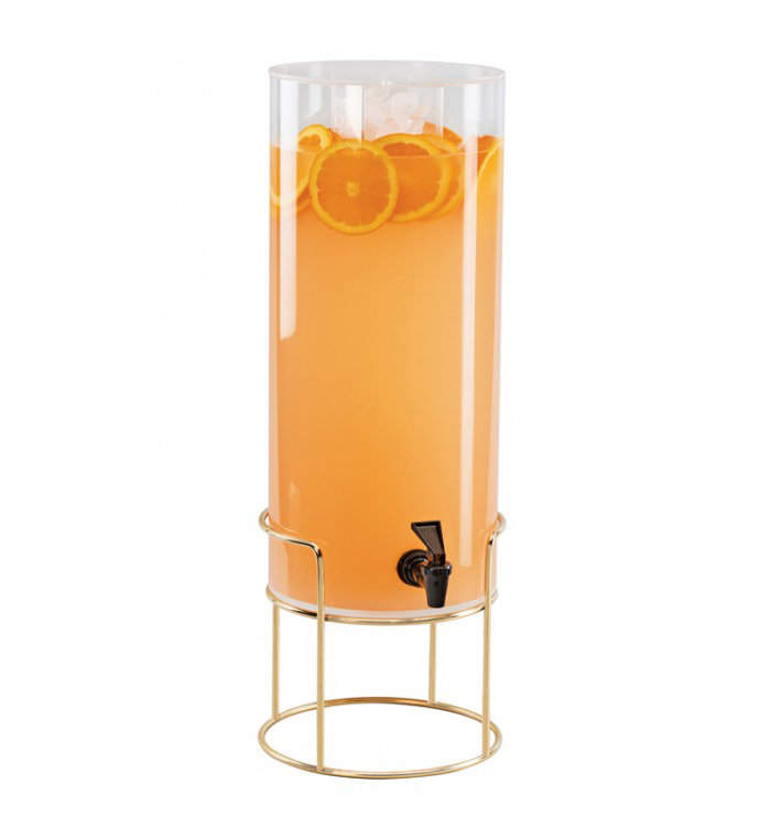 Clear 3 Gallon Plastic Beverage Dispenser with Brass Stand