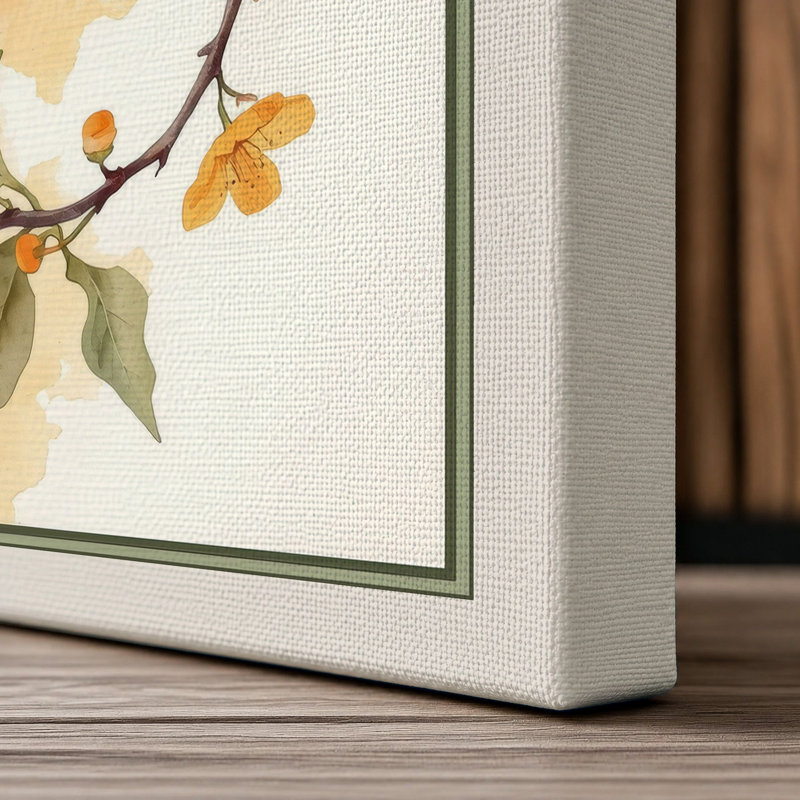 Orange Blossom Branch Botanical - Wrapped Canvas, 30x20 - 76.2 x 50.8 cm, Cream Border