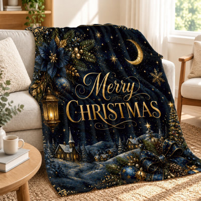 1Pcs Merry Christmas Decorative Blanket, Cozy Fleece Throw for Living Room Sofa Bedroom Office Home Decoration Gifts