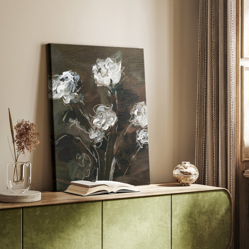 Blanc et cuivre floral II - galerie Cavas sur mesure, H 60 po x l 40 po