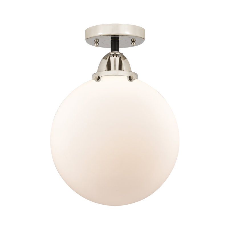 Alphonsa Glass Semi Flush Mount, Led, No, Black Polished Nickel